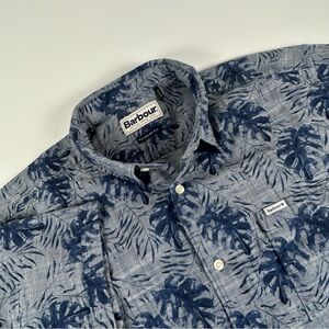 Barbour Men’s SZ M Copgrave Button Up Short Sleeve Palm Leaf Vacation Shirt